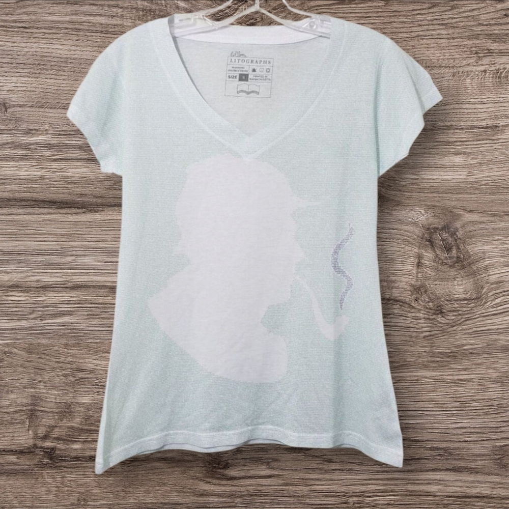 Litographs Sherlock Holmes v-neck short sleeve book print graphic shirt sz small